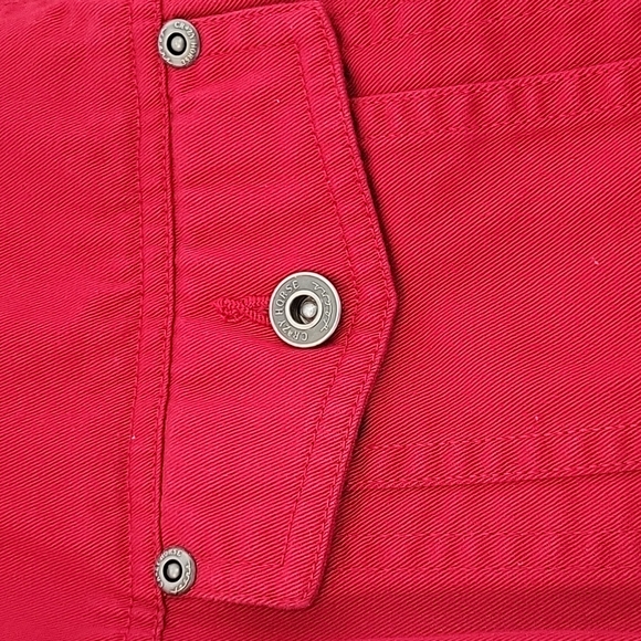 Feminine Red Denim Jacket - Picture 2 of 2